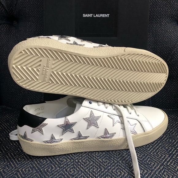 New Saint Laurent Leather Sneakers Stars - Picture 6 of 7